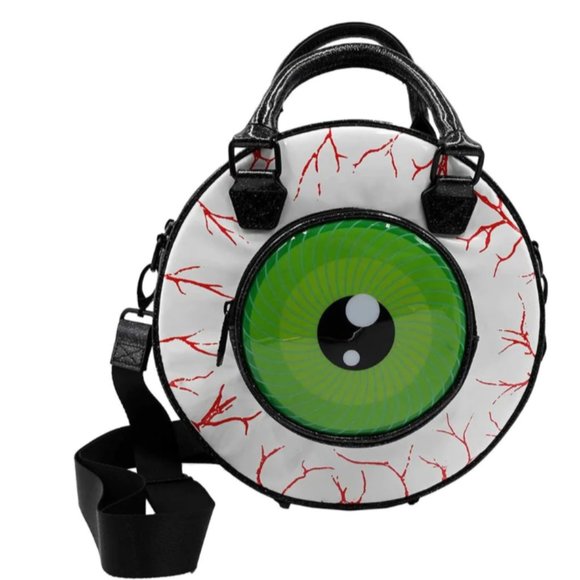 Handbags - Eyeball Black White Green Glitter Backpack Purse Crossbody Multi-functional NWT